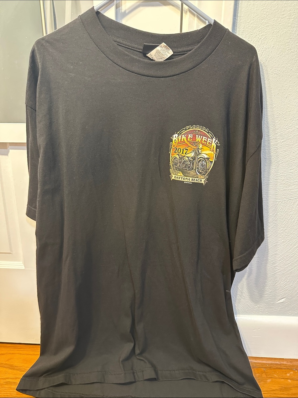 Daytona Bike Week 2017 Short-Sleeve Tee with Yellow & Orange Chest Patch